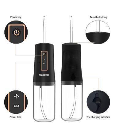IHealthia Rechargeable Water Flosser Teeth Cleaner - Portable Cordless Dental Oral Irrigator | 3 Modes, 4 Nozzles | Waterproof for Home & Travel - Matte Black - Buy Online on GoSupps.com