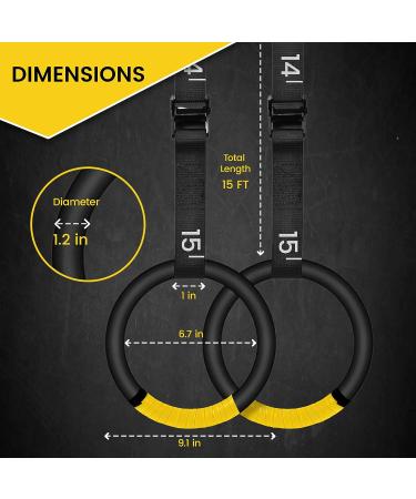 Adjustable Workout Rings - 15ft Long | Supports up to 661lbs | Non-Slip Tape Grip | Set of 2 - Buy Online on GoSupps.com