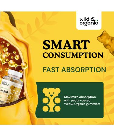 Wild & Organic CoQ10 Gummies | Vegan CoQ10 200mg Antioxidant Supplements | Energy Support Focus Gummies | 60 Non-GMO Pectin Gummies - Buy Online on GoSupps.com
