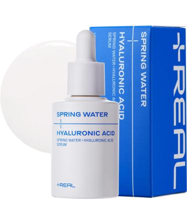 PLUSREAL Spring Water + Hyaluronic Acid Serum 1.01 fl.oz. |Lightweight Deep Hydrating Face Serum for Sensitive Skin|Frangrance Free Cruelty Free Vegan Korean Skincare