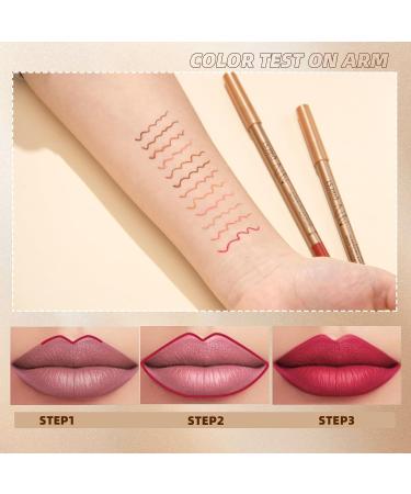 Dulele 12 Colors Matte Lip Liner Set Professional Contouring and Plumping Lip Definer Pencil 2-in-1 Smooth and Long-Lasting Makeup Lip Filler Liner & Lipstick - Buy Online on GoSupps.com