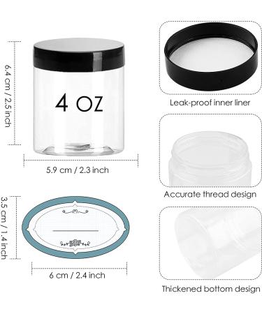 24 Pack 4 oz Clear Plastic Containers with Lids and Labels for Beauty Products - Body Butter Jars, Body Scrubs, Face Creams, Lotions - Buy Online on GoSupps.com