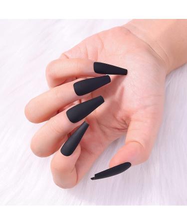 Artquee 24pcs Black Matte Coffin Ballerina Press-On Nails - Stylish Manicure for Women & Girls - Buy Online on GoSupps.com