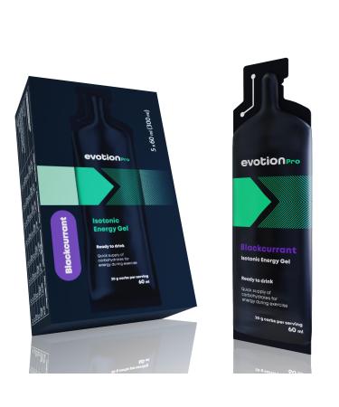 Evotion Pro High Energy Gel 5 x 60ml - 80KCAL 20G carbohydrates p Pack - currant -Malodextrin Power Gel Sport - Liquid Powergel Energy Shot - Energy Run Running Marathon Food Black Column