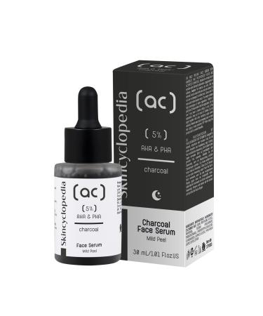 Pure AHA & PHA Charcoal Face Peel Serum High Detox Complex Anti Aging Intense Hydration Wrinkle Reducing Targets Fine Lines Large Pores & Age Spots. High Detox Peel Exfoliation.