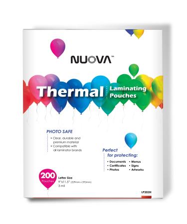 Aurora Premium Thermal Laminating Pouches LP202H, 9" x 11.5"/Letter Size/3 mil, 200-Pack, Clear