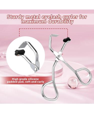 Refill Pad Eyelash Curler Makeup Tool Eyelash Curler No Pinching Mini Eyelash Curler for All Eye Shapes Women Girls Silver - Buy Online on GoSupps.com