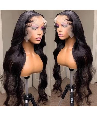 Bele Body Wave 30 inch 13x4 Transparent Lace Front Wig Brazilian Human Hair 180% Density HD Glueless Natural Color Pre Plucked with Baby Hair for Black Women - Buy Online on GoSupps.com