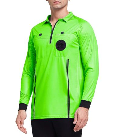 FitsT4 Men's Pro Soccer Referee Jersey Long Sleeve Green - Size Medium - Buy Online on GoSupps.com