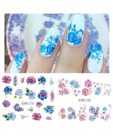 Summer Blooming Flower Nail Art Stickers - Chrysanthemum, Peony & Butterfly Designs | 12 Water Transfer Decals for Manicure - Buy Online on GoSupps.com