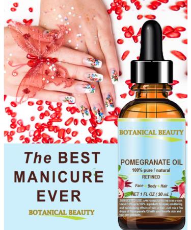 Botanical Beauty POMEGRANATE OIL 100% Pure Natural Refined Cold-pressed Carrier oil 4 Fl oz 120 ml for Face Skin Body Hair Lip Nails. Rich in vitamin C - Buy Online on GoSupps.com