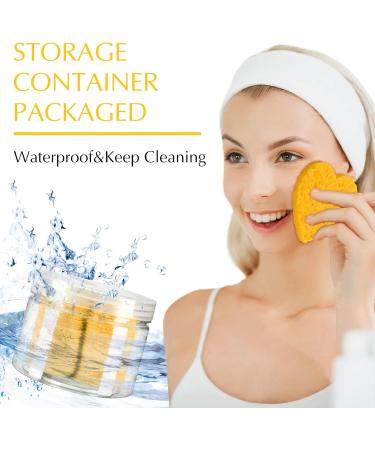 Nuenen 60 Pieces Facial Sponges with Container Heart Shape Compressed Face Sponge Natural Sponge Pads for Washing Face Cleansing Exfoliating Esthetician Makeup Removal (Yellow) - Buy Online on GoSupps.com
