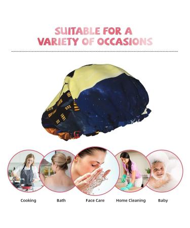 Halloween Moon Pumpkin Printed Shower Cap - Waterproof, Fits All Head Sizes and Hair Textures - Buy Online on GoSupps.com