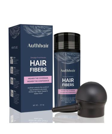 Hair Fibers for Thinning Hair with Spray Applicator Pump Nozzle Undetectable Natural Formula Thicker Fuller Hair in 15 Seconds Conceals Thinning Balding Hair Areas for Men Women 0.97Oz (Black)
