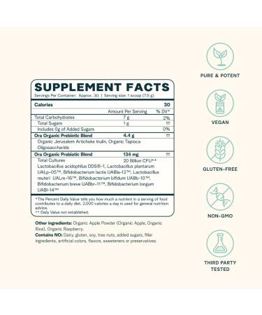 Buy Ora Trust Your Gut Vegan Probiotic & Prebiotic Powder - Organic Apple & Raspberry, 7.9 oz | Gut Health Supplement - Buy Online on GoSupps.com