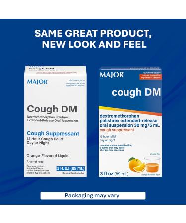 MAJOR Cough DM Extended-Release Cough Suppressant Dextromethorphan Polistirex 30 mg Alcohol-Free Orange Flavor Cough Syrup 3 fl oz (1 Pack) - Buy Online on GoSupps.com