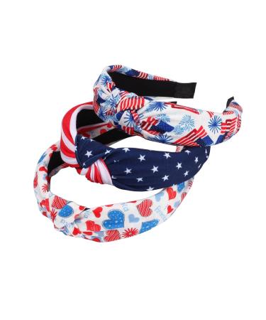3pcs American Flag Wide Headbands for Women & Girls - Patriotic USA Knotted Hairbands in Red, White, Blue | Independence Day 4th of July Celebration - Buy Online on GoSupps.com