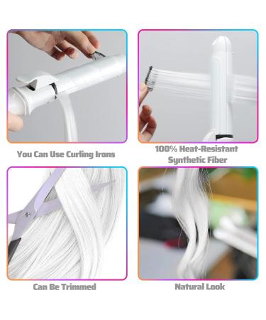 22 Inch White Clip-In Hair Extensions for Girls | Colorful Straight Party Highlights | 10 PCS Colored Hair Accessories - Buy Online on GoSupps.com