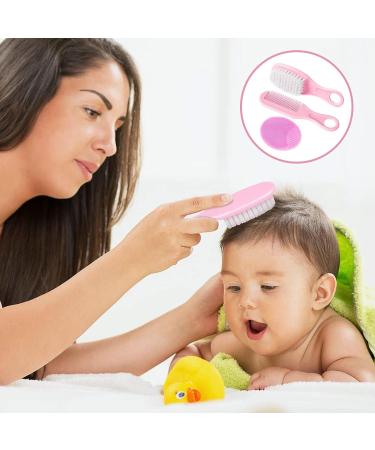 6 Piece Baby Hair Brush and Comb Set Baby Hair Brush and Comb Set for Newborns & Toddlers Natural Soft Goat Bristles for Infant Kids Perfect Baby Registry Gift(Pink Blue) - Buy Online on GoSupps.com
