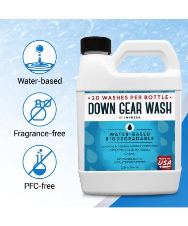 20 Loads Concentrated Down Wash Detergent - Restore Loft & Warmth for Coats & Jackets - USA Made - High-Performance 32 oz Detergent for Water Repellency - Buy Online on GoSupps.com