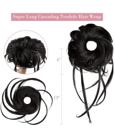 REECHO Messy Bun Hair Piece - Super Long Curly Wavy Updo Hair Extension in Black - Buy Online on GoSupps.com