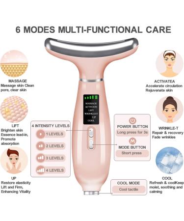 Buy Youngfocus Face-Neck Massager - Vibration Cooling & Thermal Anti-Aging Skin Care Device (Pink) - Firm & Tighten Your Skin - Buy Online on GoSupps.com