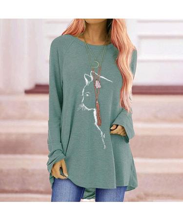 2020 Autumn Cat Print Loose Round Neck Long Sleeve T-Shirt - Grey - 3XL | Women's Shirt - Buy Online on GoSupps.com