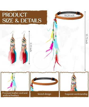 Otuuz 2 Pieces Bohemian Feather Headband Feather Earrings for Women Indian Hippie Headband Tassel Bohemian Earrings Feather Headpiece Boho Dangle Earring for Women Girls Carnival Party Accessories - Buy Online on GoSupps.com