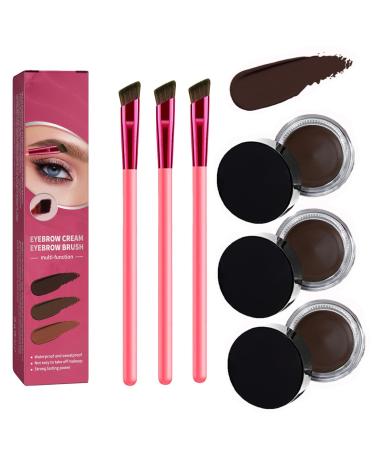 Anjoize 4-Tip Microblade Brow Pen Home Eyebrow Care Kit 4D Laminated (Taupe*3)