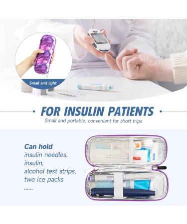 YOUSHARES Insulin Cooler Travel Case - Diabetic Portable Cooling Organizer - Medication Insulation Epi Pen Carrying Bag - Marble Purple - Buy Online on GoSupps.com