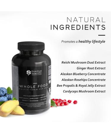 Primitive Scientific Whole Food Multivitamin for Men - 120 Vegetarian Capsules | Strength, Energy, Immune Support, Anti-Aging & More - Buy Online on GoSupps.com