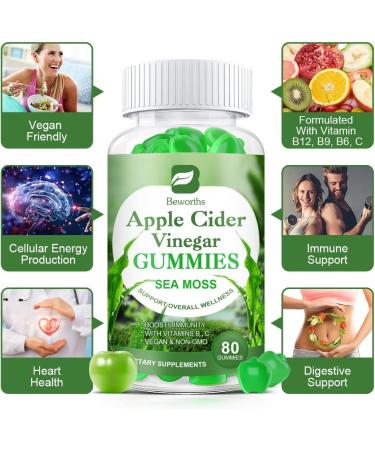 B BEWORTHS Elderberry & Sea Moss Gummies with Zinc, Vitamin C, D3 for Adults & Kids - Apple Cider Vinegar & Sea Moss Gummy with Vitamin B9, B12 - Buy Online on GoSupps.com