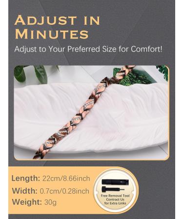 Jeracol Women's Copper Magnetic Bracelet with Crystals - Adjustable Size Wristband with Removal Tool | Stylish Jewelry Gift Box - Buy Online on GoSupps.com