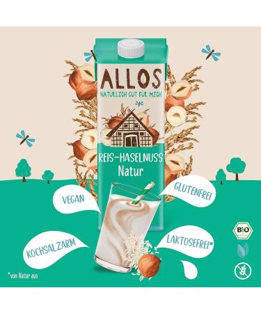 Buy Allos Organic Rice Hazelnut Drink - Vegan Lactose-Free Milk Alternative | 1 Liter (6 Pack) | Plant-Based Beverage - Buy Online on GoSupps.com