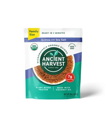 Ancient Harvest Microwavable Quinoa Sea Salt USDA Organic Non-GMO ingredients Ready to Eat Vegan Plant Based Protein Gluten-Free No Refrigeration Required Family Size 16oz (Pack of 6) Microwavable Sea Salt Quinoa