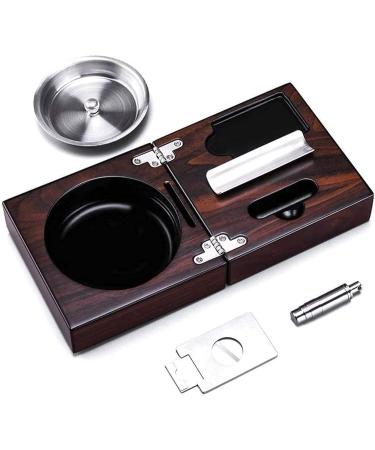 Smoking Set/Cigar Accessories Cigar Ashtray Compact Cigar Box Cigar Set with Cigar Cutter and Cigar Punch Decorative Box Brown - Buy Online on GoSupps.com