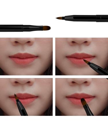 Retractable Dual End Lip Brush with Cap - Portable Makeup Tool for Lip Contouring and Concealer - Perfect Christmas Gift (Black) - Buy Online on GoSupps.com