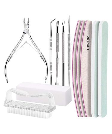 Camidy Manicure Set Nail Tools Nail File and Buffer Set Double-Sided Nail Files Polishing Files Cuticle Nippers Pusher Peeler Toenail File Lifter Brush for Manicure
