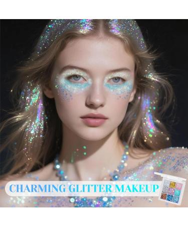  Prreal 9-Color Glitter Gel for Face Eyes and Body Holographic Glitter Holographic Sequins Girls' and Women's Party Halloween Carnival Festival Accessories 02 - Buy Online on GoSupps.com