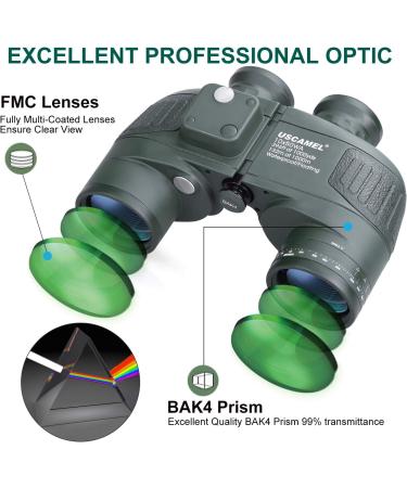 USCAMEL 10X50 Marine Binoculars with Rangefinder Compass | Waterproof for Sailing, Boating, Fishing - Adults - Buy Online on GoSupps.com