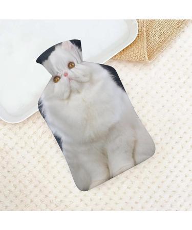 Animal White Cat Hot Water Bottle with Plush Cover - Hand Warmer for Adults & Kids | 26.5x15.3cm - Buy Internationally! - Buy Online on GoSupps.com