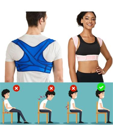 Posture Corrector Corset Clavicle Spine Posture Correction Back Support Belt Comfortable Soft Strip Corrector Blue L - Buy Online on GoSupps.com