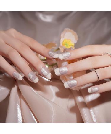 DANNI & TONI Soft Gel Nail Wraps - 28 Semi Cured Salon-Quality Stickers Set in Champagne Kiss - French Manicure Stickers - Buy Online on GoSupps.com