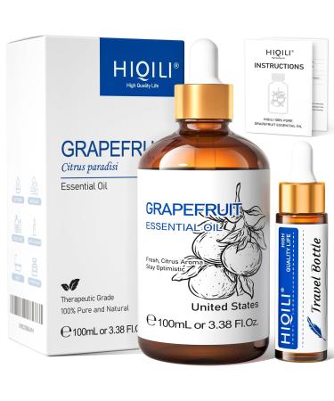 HIQILI Grapefruit Essential Oil 100% Pure Undiluted Premium - 3.38 Fl Oz. Grapefruit 100.00 ml (Pack of 1)