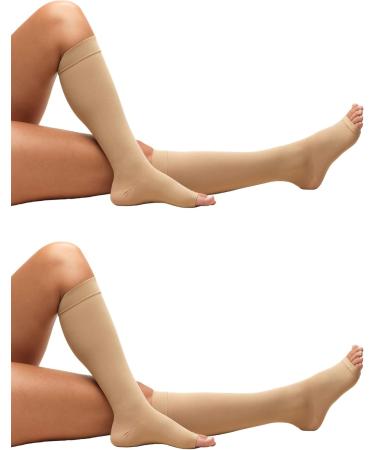 Truform Surgical Stockings | 18 mmHg Compression | Knee High | Open Toe | Beige | X-Large (Pack of 2) - International Shipping Available - Buy Online on GoSupps.com