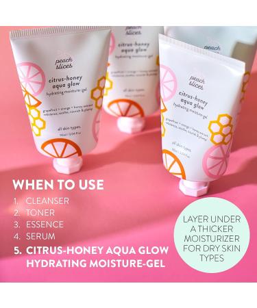 Peach Slices Citrus-Honey Aqua Glow Moisturizer 3.04 oz - Hydrating Gel for Sensitive, Dry, Oily, Dull, Acne Prone Skin with Honey Extract - Korean Skin Care - Buy Online on GoSupps.com