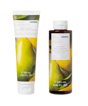 KORRES Bergamot Pear Body Bundle | Elasti-Smooth Bergamot Pear Body Butter 125 ml & Bergamot Pear Renewing Body Cleanser 250 ml | 2 Piece