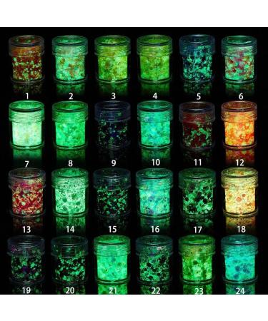 Epoxy Mold Jewelry Glow in The Dark DIY Beauty 24 Colors Nail Art Glitter Luminous Nail Powder Hexagon Sequins Neon Sequins(19) - Buy Online on GoSupps.com