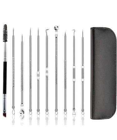 9PCS blackhead acne removal kit acne removal tool  facial skin acne removal tool  with free double-headed eyebrow brush