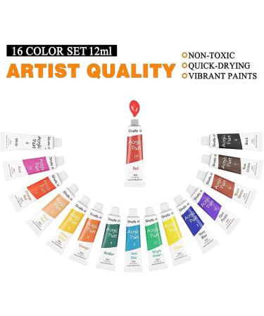 Shuttle Art Acrylic Paint Set - 16 Vibrant Colors | Non-Toxic, Artist Quality Pigments | Ideal for Kids, Adults, and Professionals | Includes 3 Brushes | For Canvas, Wood, Fabric, Ceramic Crafts - Buy Online on GoSupps.com